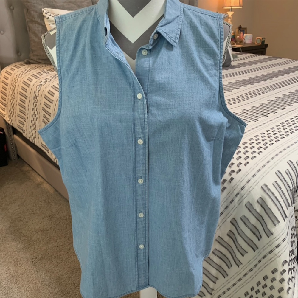 J Crew Sleeveless Button-Down Collared Shirt XL NEW NWT